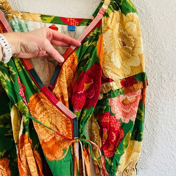 FARM Rio Puff Ruffle Sleeve Wrap Top in Floral NWT size small - Picture 15 of 16